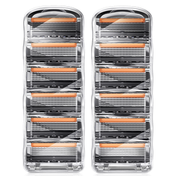 吉列刀片 刮胡刀干净不留黑点 锋隐5剃须刀片 剃须刀手动 剃须刀片 适配锋隐5致顺 5层刀片 12刀头 非吉利