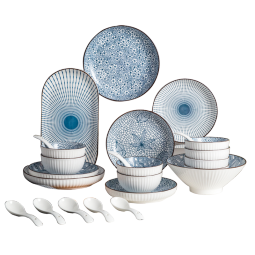 浩雅景德镇24头碗碟套装景德镇餐具陶瓷碗碟家用乔迁送礼幸福时光