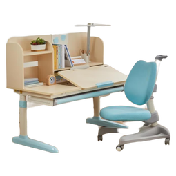 松下（Panasonic）儿童学习桌椅套装护眼电动可升降学习实木板 适用中小学生学习桌 实木电动桌+护脊双背椅-蓝 115cm 115cm