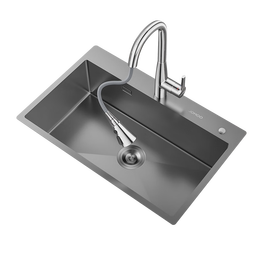 九牧（JOMOO）不锈钢手工水槽大单槽厨房洗菜盆单槽洗碗池70*45（含龙头）02264 