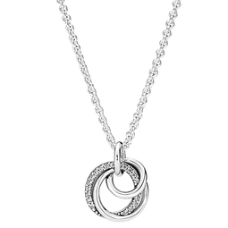 潘多拉（PANDORA）亲情永恒吊坠项链颈饰925银三枚圆环送母亲生日礼物送女友