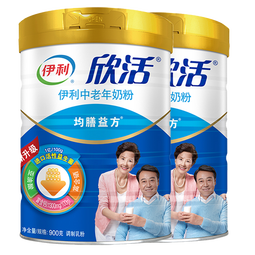 伊利欣活中老年奶粉高钙800g*2罐礼盒装高钙富硒成人奶粉送父母长辈