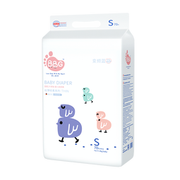 BBG蓝芯丝薄轻柔bbg纸尿裤S码52片(3-6kg)小码尿不湿超薄透气亲肤