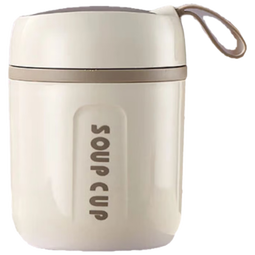 瓷语本色（CYCIYUBENSE）保温杯带盖勺女生早餐粥杯汤壶豆浆便携式外带杯子小2023新款水杯 米白色早餐杯（送便携勺） 480ml 无规格