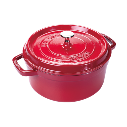 珐宝（staub）法国进口珐琅铸铁锅平底铸铁锅双耳煲汤锅炖锅炒锅电磁炉通用 圆炖锅樱桃红 24cm