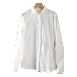 子牧棉麻秋装 女日系文艺镂空设计感小众衬衫打底衬衣上衣6028 白色 M(建议95-105斤)