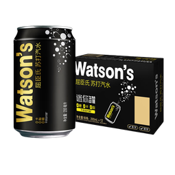 屈臣氏（Watsons）苏打汽水原味mini罐迷你0糖0卡0脂200mL*12罐整箱