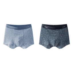 英氏青少年内裤男童莫代尔柔软透气排汗抑菌少男平角内裤 字母蓝灰 【莫代尔】 2条 130 (L) 【80-90斤】