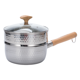 神田日本雪平锅不锈钢汤锅进口小奶锅牛奶锅宝宝婴儿辅食锅泡面锅煮锅 雪平锅（含蒸格+玻璃盖） 18cm