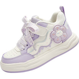 巴拉巴拉童鞋儿童板鞋女童运动鞋子小白鞋2025秋冬休闲鞋甜美加绒 可爱花花 白紫色 27 (脚长16.3-16.7/内长17.7)