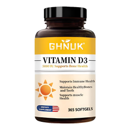 GHNUK阳光瓶维生素d3成人25羟基5000iu365粒维他命D3备孕孕妇数值提升 1瓶*365粒5000iu/VD3【全家共享】 快速提升VD水平 促进钙吸收 增强免疫力