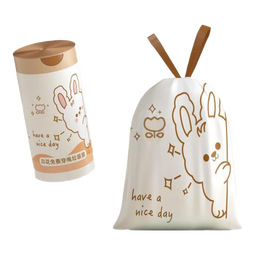 【壁挂款】免撕手提式抽绳垃圾袋家用厨房加厚自动收口清洁45*45 壁挂款【奶油兔子】-50只 