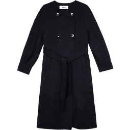 百图（betu）女装2025年冬季新款毛呢外套配腰带高级感纯羊毛毛呢大衣2510T17 深宝兰 XS