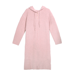 百图（betu）女装2025年冬季新款连衣裙简约显瘦遮肚子罗纹长袖裙子女2510T95 粉红 XS （粉红预售11/16发货） 