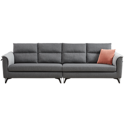 全友家居简约三人位直排沙发客厅家用小户型布艺沙发凳北欧休闲沙发 深灰色|仿棉麻|2.7m