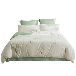 京东京造 40支新疆棉A类纯棉床上四件套 梦之花园系列 1.8米床 铃兰花开