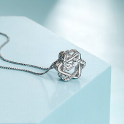 老庙 S925银套链 六角星锆石挂坠女项链锁骨链七夕情人节礼物 约：2.3g（43cm）