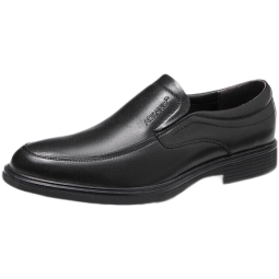 奥康新款男鞋舒适商务头层牛皮休闲鞋圆头低帮套脚舒适工作鞋不闷脚 黑色 38