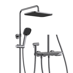 九牧（JOMOO）淋浴花洒家用浴室自动除垢顶喷增压喷枪大置物淋浴器套装卫浴  【贴墙增压款】花洒36677奶油白