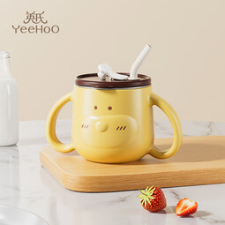 英氏（YEEHOO）儿童吸管杯水壶学生水杯宝宝喝水杯牛奶杯婴儿用品增加辅食手柄杯 小狗牛奶杯 250ml 