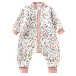 欧孕（OUYUN）睡袋婴儿春秋款空气层夹棉儿童分腿宝宝防踢被子神器纯棉保暖 极地白熊【春秋17-25℃】 80码-身高55-80-年龄3-18月 