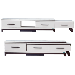 全友家居现代简约岩板茶几伸缩电视机柜子组合客厅抽屉式收纳储物家具 雅士白岩板|茶几+可伸缩电视柜 