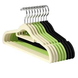 植绒衣架整理师专用防滑无痕成人晾衣架防肩角衣柜收纳 随机颜色 20个装