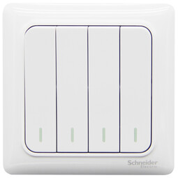 施耐德电气 四开双控开关 86型暗装电源开关插座面板 睿意系列 白色A3E34_2A