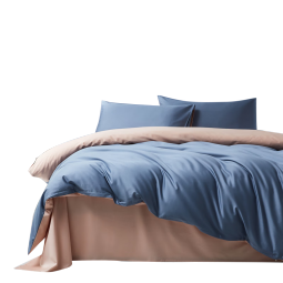 AIDLI 床上四件套纯棉贡缎60支316根新疆长绒棉全棉被套纯色套件 静谧蓝+朝曦金 200*230cm（1.5/1.8m）床单款