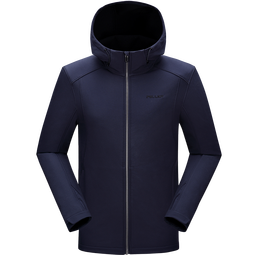 伯希和（Pelliot）软壳衣男女加绒保暖外套秋冬户外透气防风防泼水抓绒休闲连帽夹克 男藏蓝色 XL