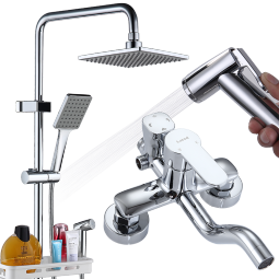 莱尔诗丹（Larsd）淋浴花洒套装 方形喷枪花洒银色 全铜主体龙头增压花洒全套 F816