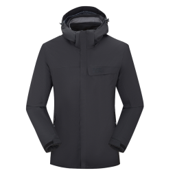 埃尔蒙特冲锋衣三合一户外登山服外套男暴雨级防水防风抓绒内胆女 【城际系列】男士黑色 L