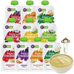 小皮（Little Freddie）果泥婴儿宝宝水果泥宝石果泥西梅泥 无添加糖盐果泥婴儿6个月以上 营养均衡缤纷水果泥 100g*10袋 6月+ 