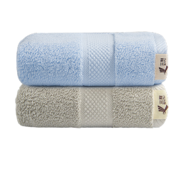 三利 2条纯棉毛巾男士加厚新疆棉家用洗脸巾酒店洗澡巾吸水速干全棉 浅蓝+海豚灰（纯棉105g） 2条