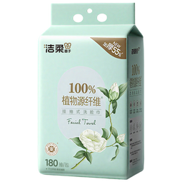 洁柔洗脸巾白茶180抽悬挂式一次性毛巾 加厚吸水母婴可用绵柔巾加量装