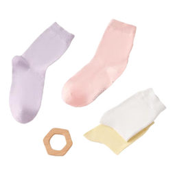 英氏4双装儿童袜子男女童棉中筒袜宝宝纯色无骨运动棉袜四季袜 女童款 4双 S (3-5岁 脚长15-17CM)