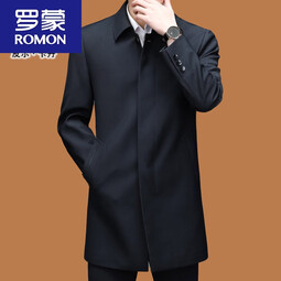 罗蒙ROMON冬季加绒加厚风衣外套男中长款中年男士爸爸男装 藏青色 M (170)