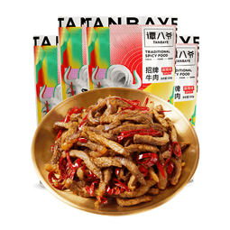 谭八爷麻辣牛肉干休闲零食冷吃熟食四川特产小吃地道川味家常下酒菜即食 招牌冷吃牛肉麻辣味100g*4袋 