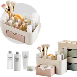 抽屉式桌面收纳盒笔筒抽屉柜组储物柜遥控器收纳盒化妆品收纳盒 桌面多格收纳【一个装】颜色随机发活动1