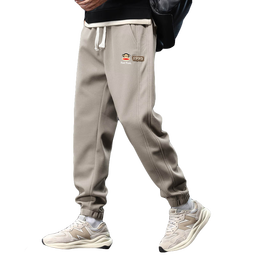 大嘴猴（paul frank）裤子男士秋冬季休闲裤男裤宽松运动小脚束脚卫裤男 卡其色 2XL