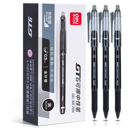 得力（deli)【热门商品】热敏可擦中性笔 0.5mm全针管学生水笔学生文具 黑色 12支/盒 GT6 