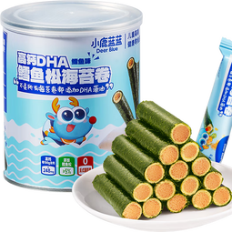 小鹿蓝蓝 高钙DHA鳕鱼松海苔卷鳕鱼味 宝宝零食鲜脆海苔鳕鱼肉松卷108g