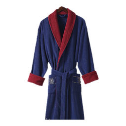 康尔馨五星级酒店浴袍 男女全棉毛巾料家居服浴衣 加厚柔软吸水 蓝色