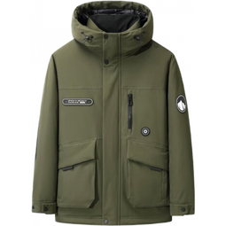 鸭鸭（YAYA）王一博同款羽绒服男士短款冬季新款连帽加厚户外保暖时尚工装外套 白迷彩色 S /165