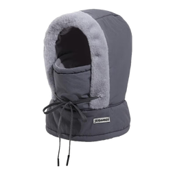 2025冬季保暖雷锋帽男女加绒加厚护耳围脖帽子一体骑行防寒面罩 男士保暖帽-深灰色【不惧寒风】