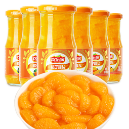 欢乐家&奶龙 水果罐头糖水橘子桔子罐头256g*6瓶休闲零食 方便速食整箱