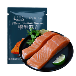 禧美海产 冷冻智利三文鱼块200g(银鲑菲力) 带皮去刺切块 1-2块 海鲜