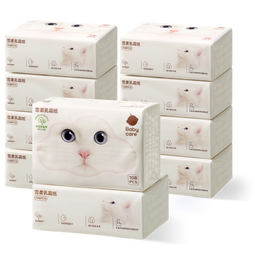 babycare婴儿雪柔巾超柔软面巾纸纸巾熊柔巾清洁保湿抽纸乳霜纸108抽*10包