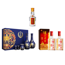 五粮液五粮头曲+泸州老窖六年窖头曲2瓶+郎酒青花郎礼盒500ml*2瓶 白酒 52度 500mL 2瓶 六年窖+青花郎礼盒+小酒