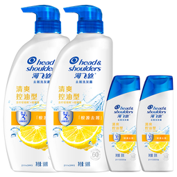 海飞丝去屑洗发水男女士清爽去油500g*2+80g*2洗头膏控油套装刘宇宁同款